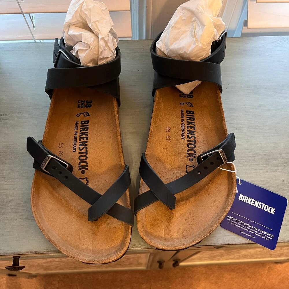 Birkenstock Yara Oiled Leather - 38 - Black - NIB